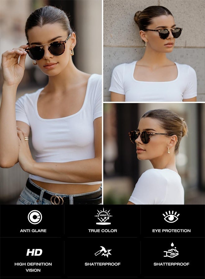 سِيكجُوك نظارات شمسية دائرية للرجال والنساء نسائية ورجالية نسائيه رجاليه بجسر مزدوج وحاجب معدني بتصميم ريترو للوجوه الصغيرة مع حماية من الأشعة فوق البنفسجية تتميز هذه النظارة الشمسية بتصميم نظاره شمسيه فريد وتشمل نضارات نساءيه رجالي نضرات رجال من أفضل النظارات الشمسية - Image 3