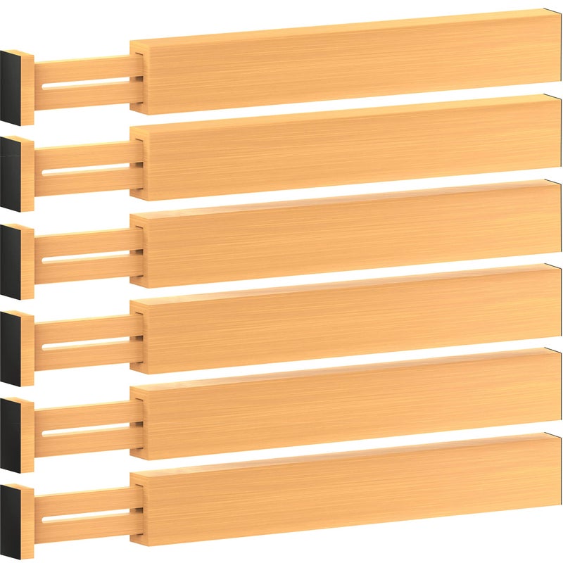 Large Kitchen Drawer Organizer  Expandable Bamboo Drawer Dividers 17  215  Adjustable Separators for Kitchen Clothes Dresser Bedroom Bathroom and Desk Drawers  6 Pack