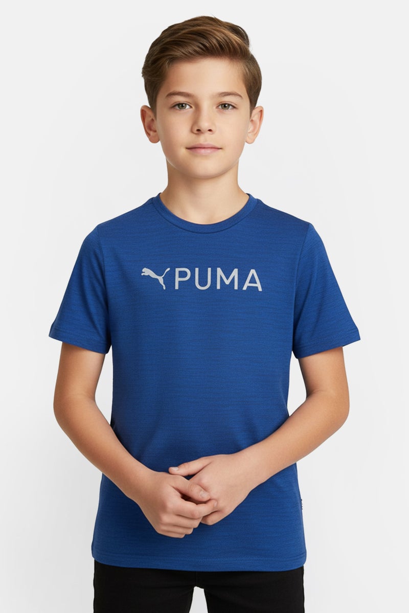 PUMA Kids Boy Sportswear Fit Short Sleeve Training T-Shirt, Heather Blue - Image 1