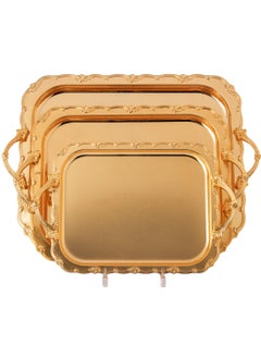 Dania A set of heavy metal trays in three different sizes with modern designs and engravings  - Image 1
