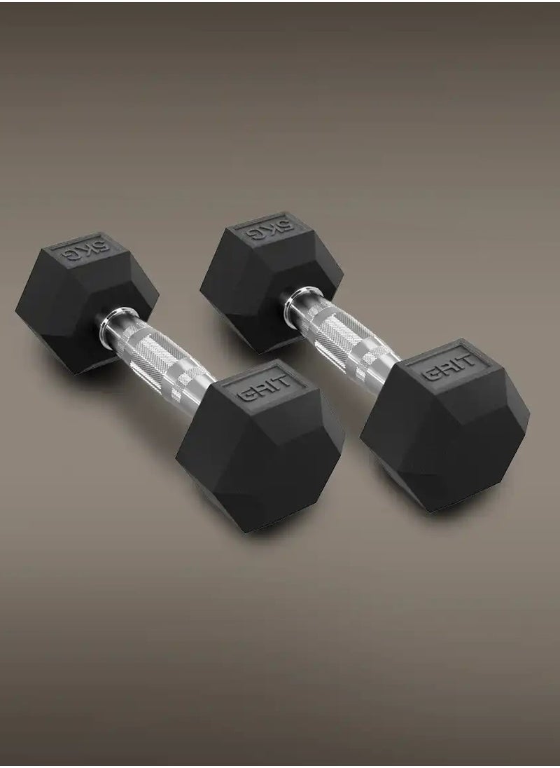 GRIT GRIT Hex Dumbbells - 5 kg Pair  - Image 1