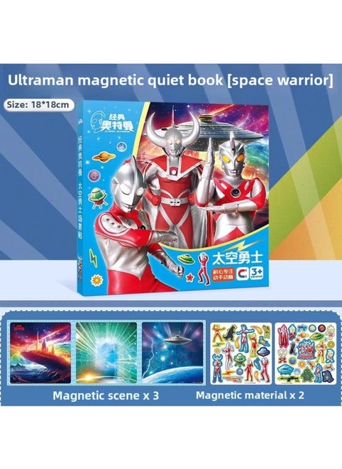 Ultraman Quiet Book Cut-free Magnetic Stickers Repeatedly Sticker And Cut Children's Male 3 Handmade DIY Educational Toys-Color:Latest Model⭐Ultraman Magnetic Quiet Book (space Warrior) Can Be Posted Repeatedly