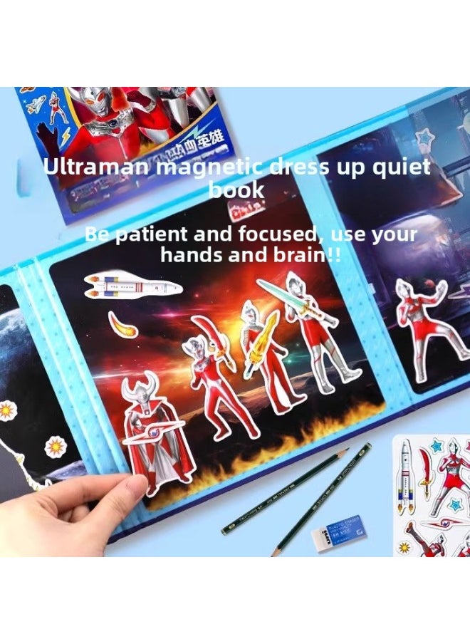null - Ultraman Quiet Book Cut-free Magnetic Stickers Repeatedly Sticker And Cut Children's Male 3 Handmade DIY Educational Toys-Color:Latest Model⭐Ultraman Magnetic Quiet Book (space Warrior) Can Be Posted Repeatedly - Image 1