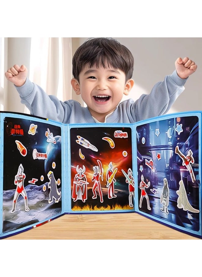 null - Ultraman Quiet Book Cut-free Magnetic Stickers Repeatedly Sticker And Cut Children's Male 3 Handmade DIY Educational Toys-Color:Latest Model⭐Ultraman Magnetic Quiet Book (space Warrior) Can Be Posted Repeatedly - Image 1