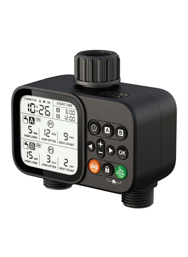 عربست مؤقت رشاشات للحديقة، مؤقت مياه قابل للبرمجة بـ 8 برامج مع خاصية تأخير تلقائي في حالة هطول الأمطار، نظام ري رقمي بشاشة LCD كبيرة مقاس 3.3 بوصة للنباتات والساحات والمروج والاستخدام الخارجي. - Image 1