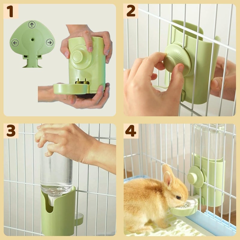 SWIUKPHE 600ml/21oz Hanging Rabbit Water Bottle, Pet Water Dispenser Feeder for Bunny, Puppy, Cat, Chinchilla, Ferret, Squirrel, Hedgehog, Green, Middle East Fit - Image 3