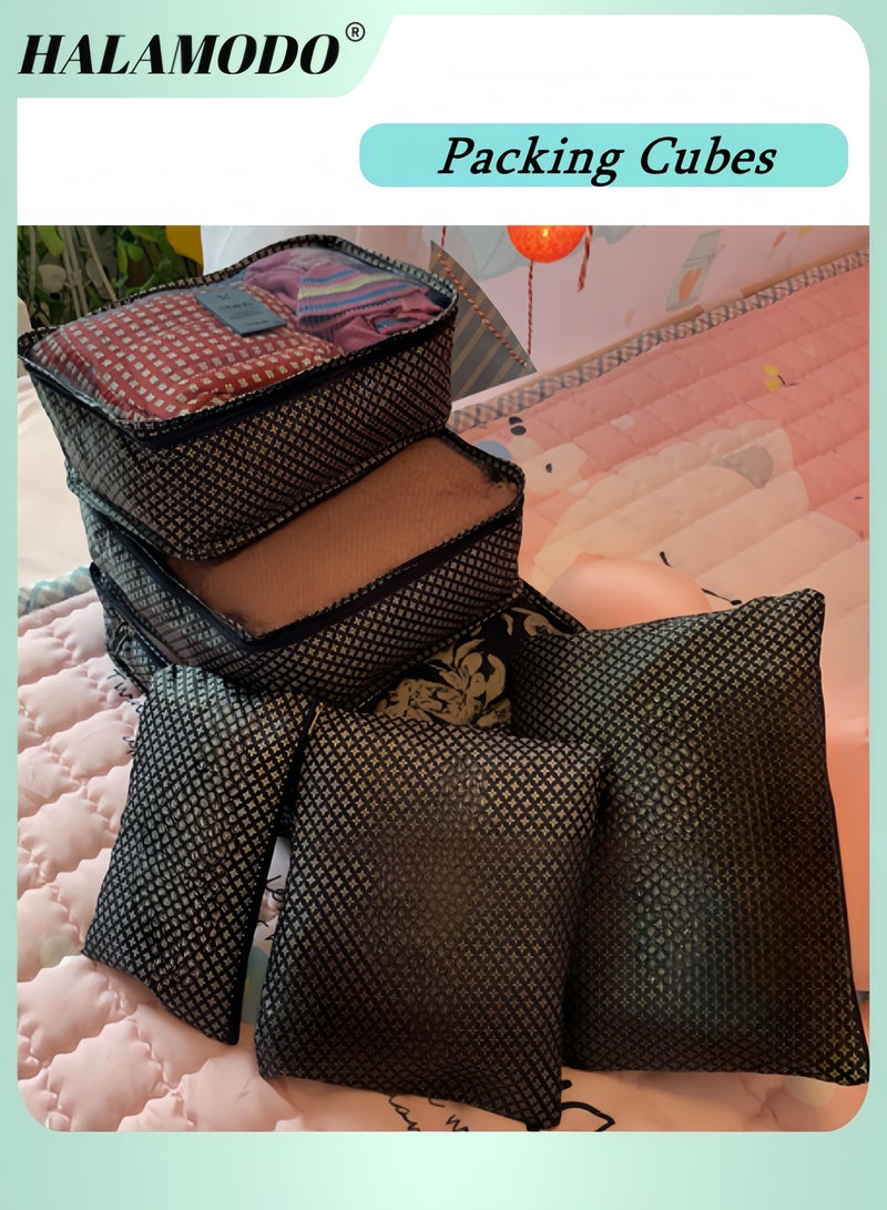 Halamodo 6PCS Packing Cubes for Travel Carry On Luggage Organizer Hanging Travel Toiletry Bag Cosmetic Organizer Makeup Pouch Lightweight Travel Essential Bag - Image 1
