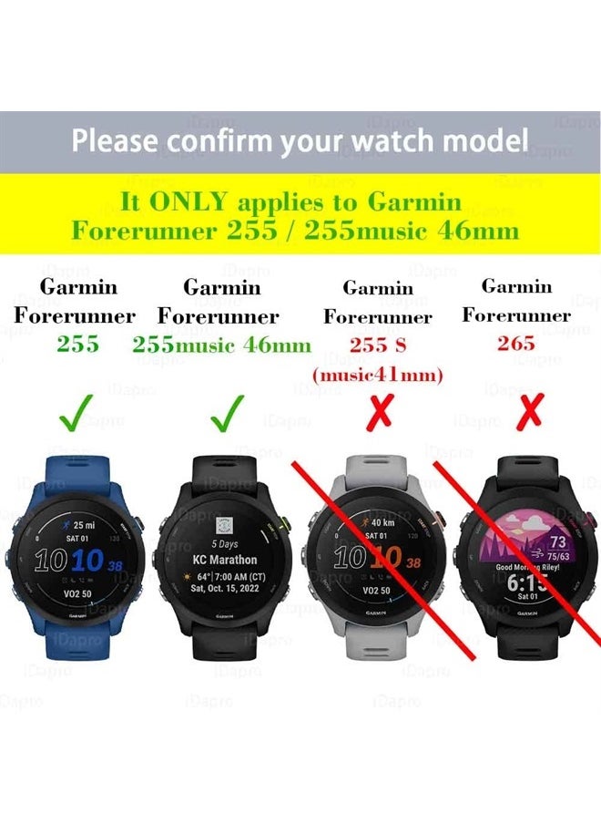 iDaPro - [4 Pack] Screen Protector for Garmin Forerunner 255/255 Music 46mm Smartwatch + Silicone Anti-dust Plugs Tempered Glass Anti-Scratch Bubble-Free - Image 1