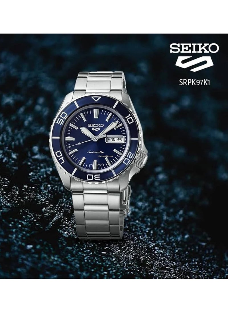 Seiko Men's New 5 Sports Blue Dial Automatic Watch - SRPK97K1  - Image 2