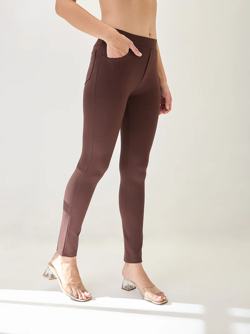globus Women Stretchable Mid-Rise Skinny Fit Treggings