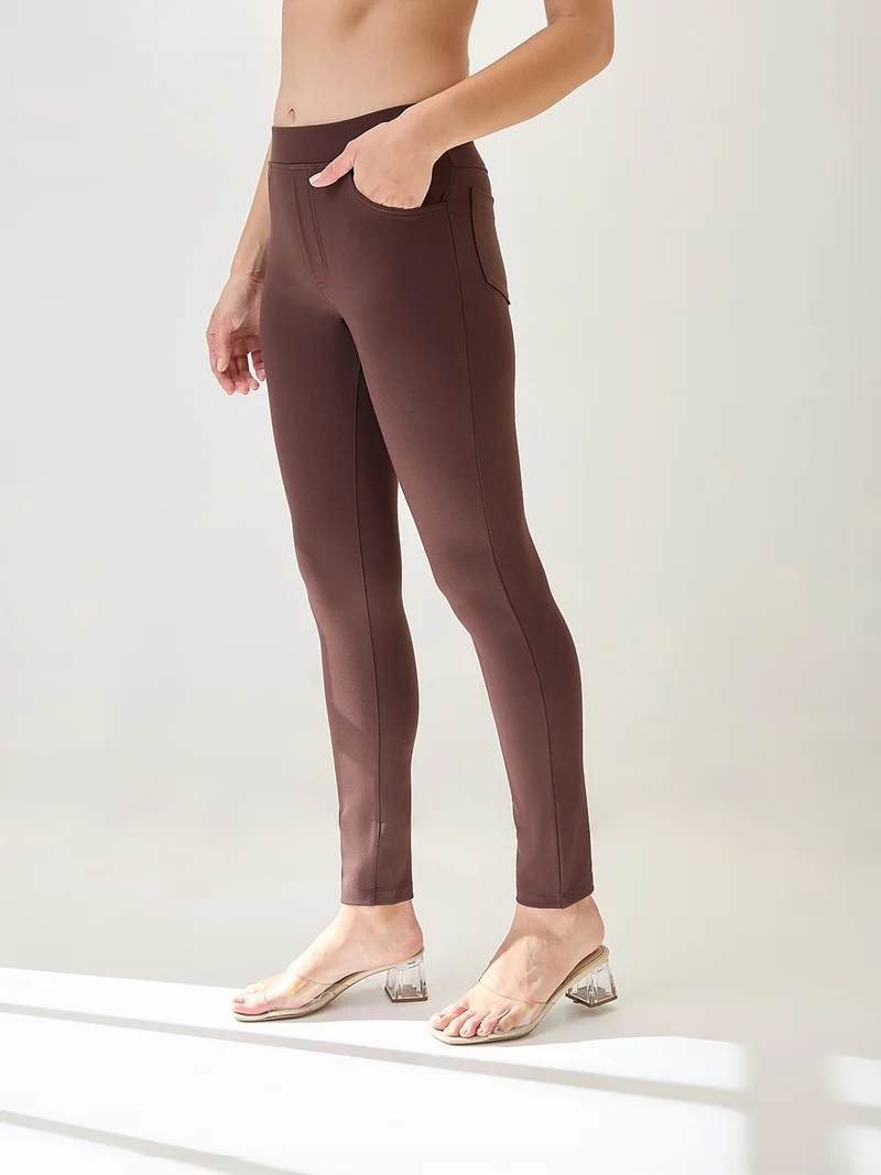 globus Women Stretchable Mid-Rise Skinny Fit Treggings