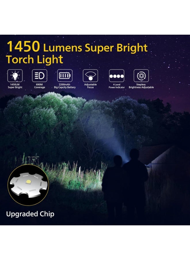 Philips 30W Rechargeable LED Torch Light | 1450 Lumens Super Bright High Power Flashlight | 690M Long Range Beam | Telescopic Zoom | 2200mAh Battery | Aircraft-Grade Aluminium Body | Water & Drop Resistant | Emergency Flashlight for Home, Camping & Outdoor Use grey - Image 2
