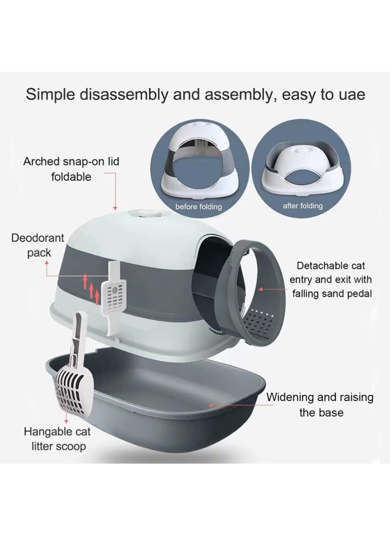 Rock Pow - Cat Litter Box Fully Enclosed, Foldable Litter Box with Ultraviolet Germicidal Lamp,Portable Kitty Litter Box with Cat Litter Scoop (Fully Enclosed Foldable (with sterilization lamp)) - Image 1