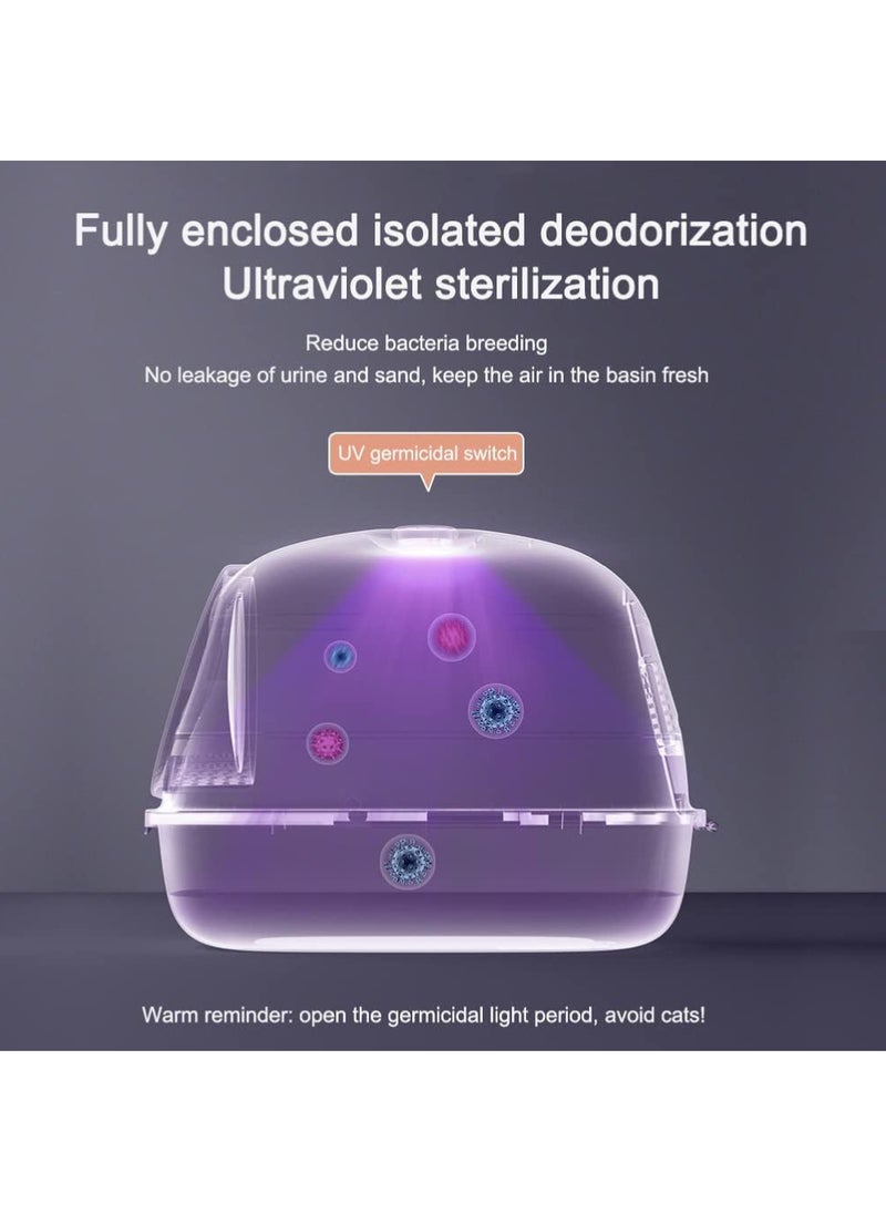 Rock Pow - Cat Litter Box Fully Enclosed, Foldable Litter Box with Ultraviolet Germicidal Lamp,Portable Kitty Litter Box with Cat Litter Scoop (Fully Enclosed Foldable (with sterilization lamp)) - Image 1