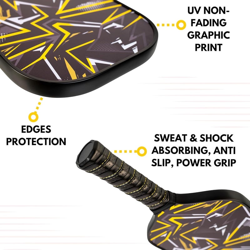 Everhype Carbon Fiber Pickleball Paddle | Lightweight Racket | Cushion Comfort Grip Pickle Ball Paddle | Indoor/Outdoor Play Compatible - Image 4