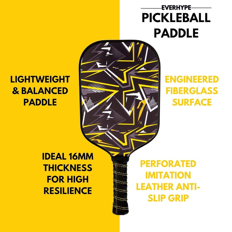 Everhype Carbon Fiber Pickleball Paddle | Lightweight Racket | Cushion Comfort Grip Pickle Ball Paddle | Indoor/Outdoor Play Compatible - Image 3
