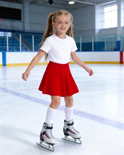 Hvididan Girls Red Skater Skirts,Size 9-10 Uniform Pleated Mini Skater Skirts for Kids Girls Girls Casual Flare Plain Skirt - Image 4