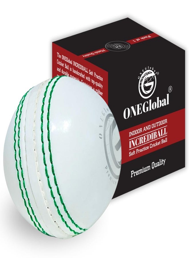 ONEGlobal Soft Indoor Outdoor Incrediball Practice Cricket Ball | Rubber Cricket Ball with Soft Core & Real Stitched Seam | for Practice, Coaching, Honing Skills & Family Fun | 7 Colours (1-White) - Image 1