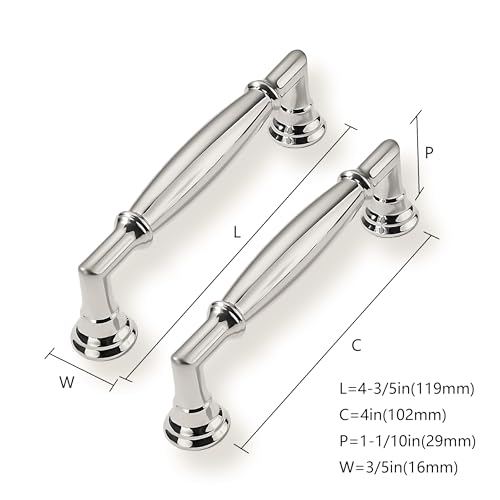 CABDM 10 Pack 4 Inch1016mm Inch Hole Center Vibrant Polished Nickel Cabinet Pulls Solid Cabinet Handles Solid Hardware Handle for cabinets Dressers Kitchens bedrooms - Image 3