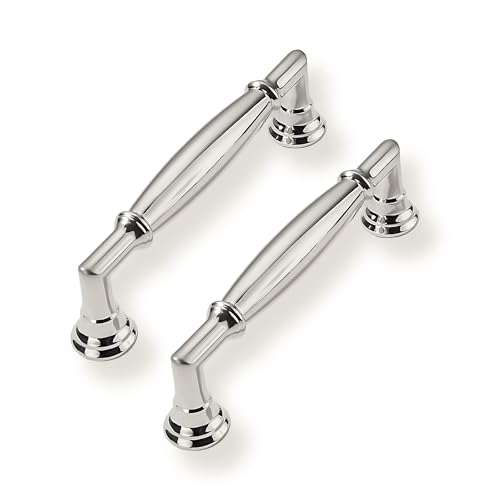 CABDM 10 Pack 4 Inch1016mm Inch Hole Center Vibrant Polished Nickel Cabinet Pulls Solid Cabinet Handles Solid Hardware Handle for cabinets Dressers Kitchens bedrooms - Image 1