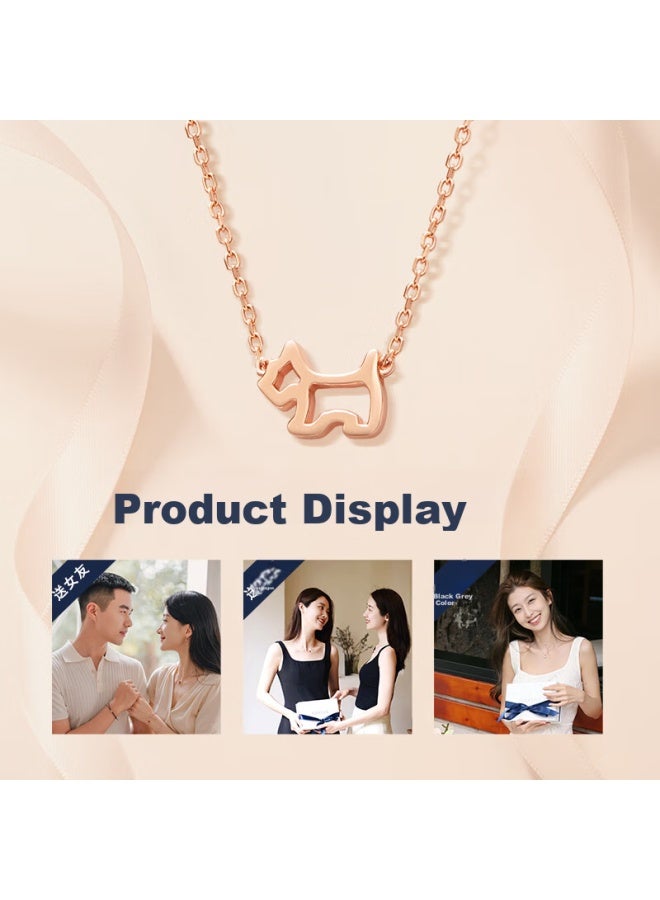 Agatha Hollow Dog Silver Necklace For Women, Birthday Gift For Girlfriend Or Best Friend, Elegant Pendant - Image 1