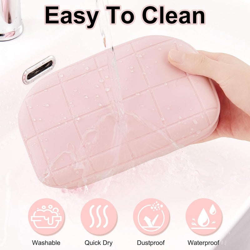 Droposale Silicone Makeup Bag Travel Cosmetic Bag Stuff Bag Makeup Pouch Cute Makeup Organizer Versatile Zipper Pouch for Women Girls Pack of 1 (Pink) - Image 1
