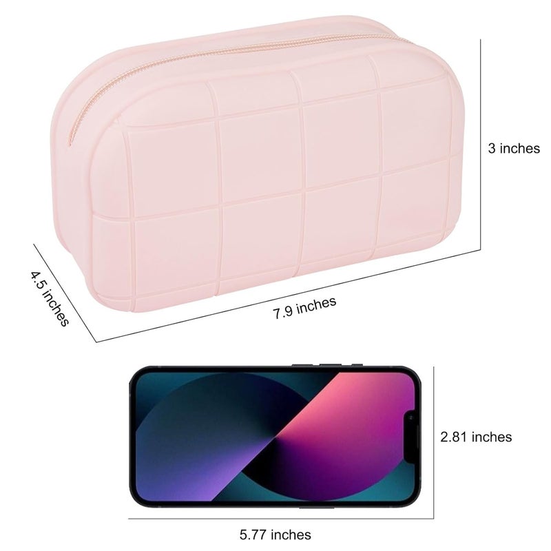 Droposale Silicone Makeup Bag Travel Cosmetic Bag Stuff Bag Makeup Pouch Cute Makeup Organizer Versatile Zipper Pouch for Women Girls Pack of 1 (Pink) - Image 4