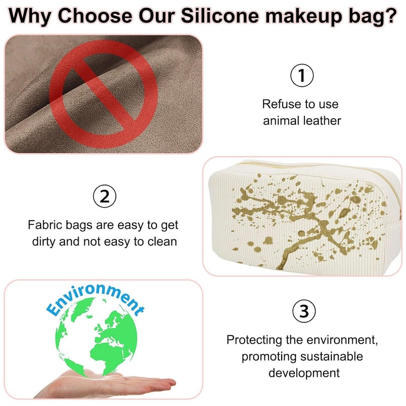 Droposale Silicone Makeup Bag Travel Cosmetic Bag Stuff Bag Makeup Pouch Cute Makeup Organizer Versatile Zipper Pouch for Women Girls Pack of 1 (Pink) - Image 3
