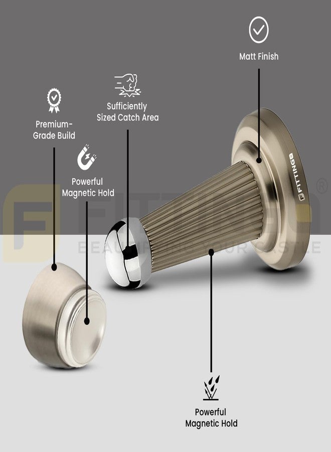 FITTINGO 4 Inch Door Magnet for Door Stopper/4Inch Stainless Steel Heavy Duty Magnet Door Stops/Magnetic Stoppers for Main Door/Back Stopper for Home/Office/Hotels - (Pack of 2) - Matt Finish - Image 3