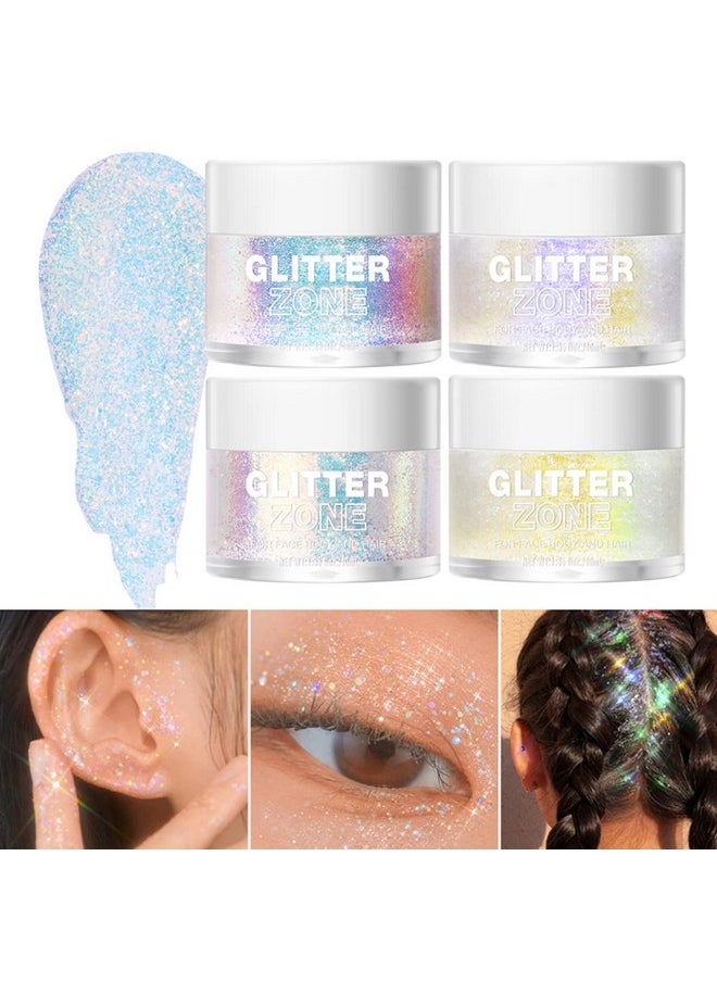 Melemando Liquid Chunky Shimmer Body Glitter Gel,4 Color Sequins Glitter Gel For Face Hair And Body Makeup, Long Lasting And Waterproof Liquid Sequins Glitter For Women And Girls.(01)  - Image 3