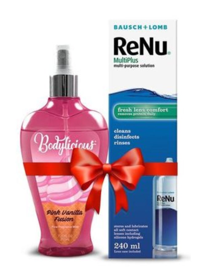 Baush & Lomb Contact Lens Solution Clear - 240 ml + BodyLicious body splash 217 Ml free