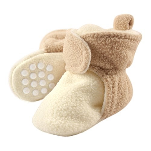 Luvable Friends baby girls Cozy Fleece Booties Slipper Sock, Cream Tan, 6-12 Months Infant US - Image 2