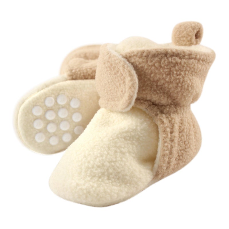 Luvable Friends baby girls Cozy Fleece Booties Slipper Sock, Cream Tan, 6-12 Months Infant US - Image 3