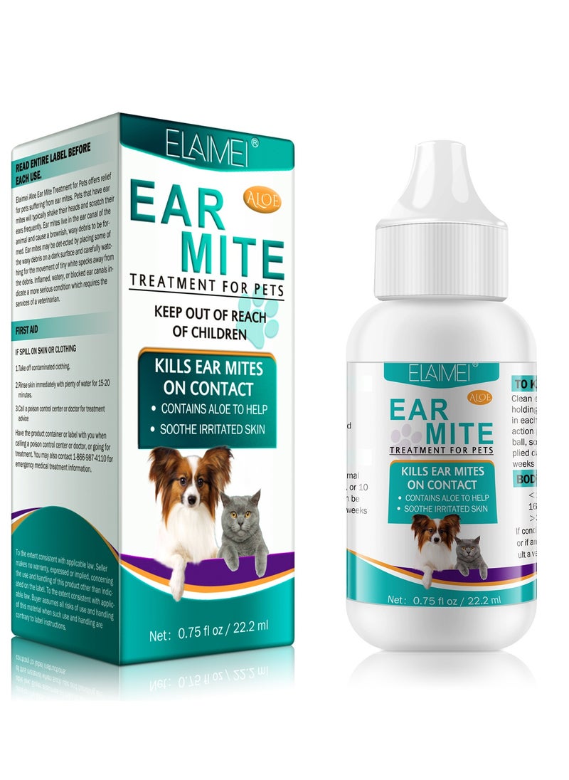 Ear Mite Treatment for Pets Keep out of Reach of Children Kills Ear Mites on Contact