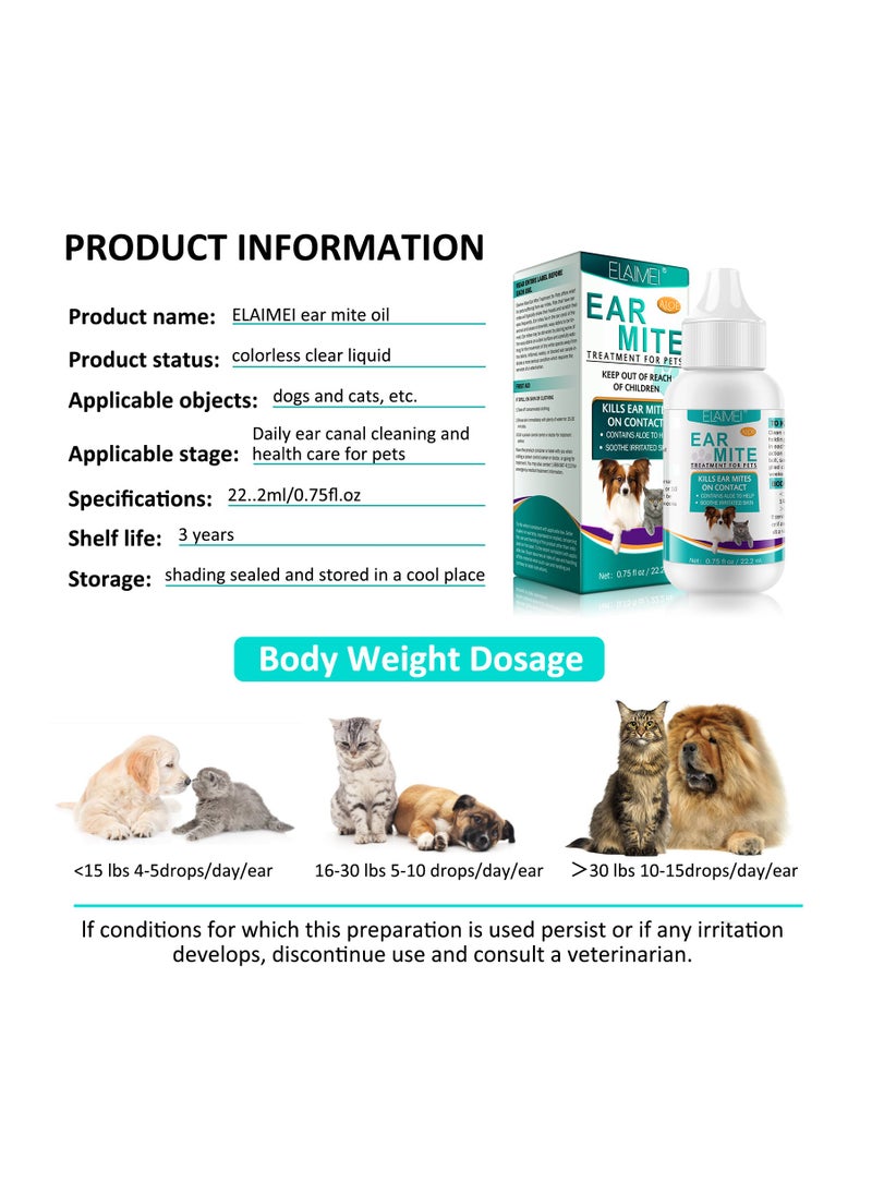 Ear Mite Treatment for Pets Keep out of Reach of Children Kills Ear Mites on Contact