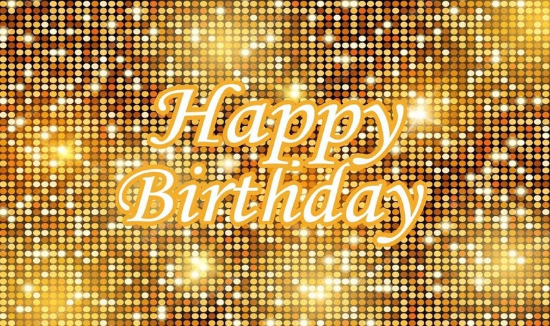 S2S قماش خلفية عيد ميلاد سعيد | خلفية لحفلات عيد ميلاد الأولاد والبنات ووظائف المنزل | ارتفاع 5 أقدام * عرض 8 أقدام - ذهبي - Image 1