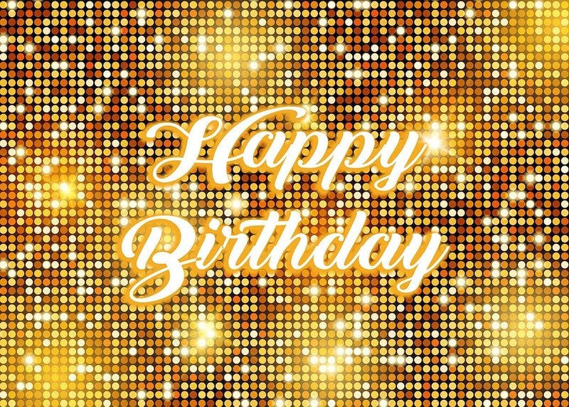 S2S قماش خلفية عيد ميلاد سعيد | خلفية لحفلات عيد ميلاد الأولاد والبنات ووظائف المنزل | ارتفاع 5 أقدام * عرض 8 أقدام - ذهبي - Image 3