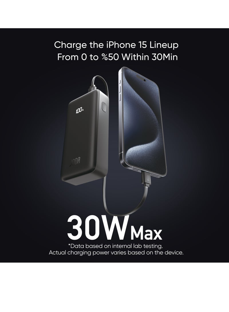 جودا JODA TURBO 10 – بنك طاقة سريع 10000 مللي أمبير بشاشة LED سوداء وشاحن PD 30W - Image 3