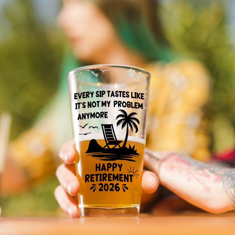 Zunaked Retirement Gifts for Men 2026 - Premium Beer Glass Retired Gifts for Dad, Mom, Grandpa or Husband - Best Retirement Gift for Coworker, Boss, Friend - 16 OZ Beer Glass - Image 4