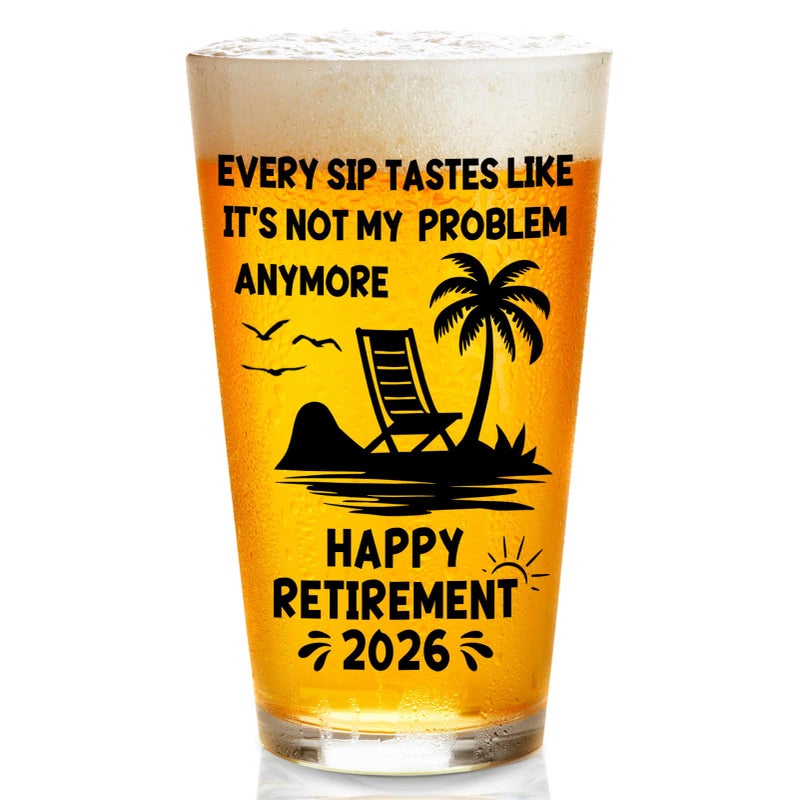 Zunaked Retirement Gifts for Men 2026 - Premium Beer Glass Retired Gifts for Dad, Mom, Grandpa or Husband - Best Retirement Gift for Coworker, Boss, Friend - 16 OZ Beer Glass - Image 1