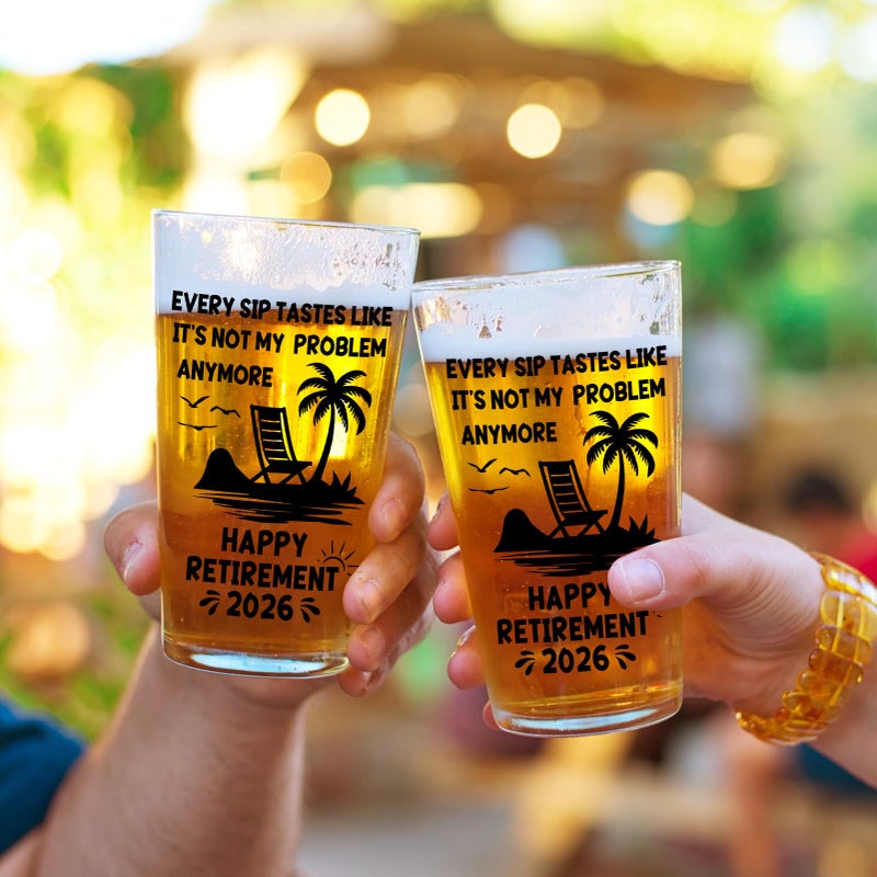 Zunaked Retirement Gifts for Men 2026 - Premium Beer Glass Retired Gifts for Dad, Mom, Grandpa or Husband - Best Retirement Gift for Coworker, Boss, Friend - 16 OZ Beer Glass - Image 5