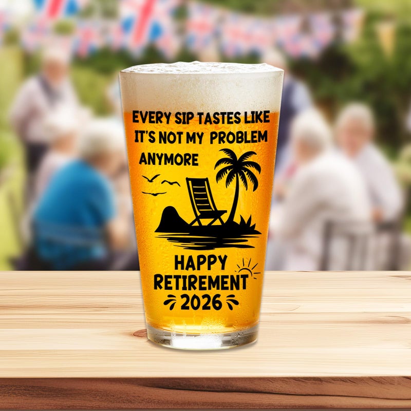 Zunaked Retirement Gifts for Men 2026 - Premium Beer Glass Retired Gifts for Dad, Mom, Grandpa or Husband - Best Retirement Gift for Coworker, Boss, Friend - 16 OZ Beer Glass - Image 2