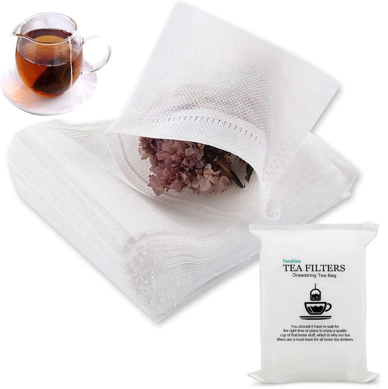 fenshine 200 Pcs Disposable Tea Bags for Loose Leaf Tea, Empty Tea Bags for Loose Tea with Drawstring, Natural Tea Filter Bags - Image 1