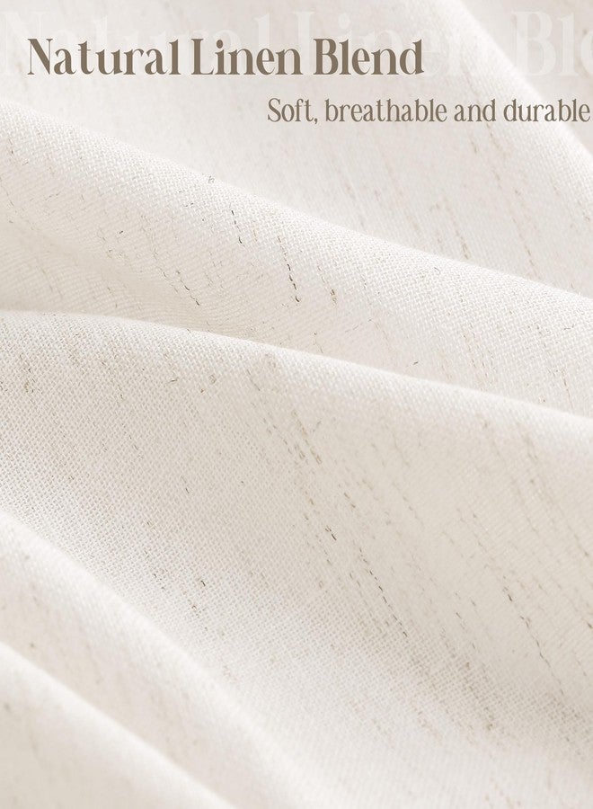 DUKIYO Extra Long Linen 84 Inch Shower Curtain Neutral Modern Bath Drapes Set 84 Inch Long with Hooks XLong Tall Farmhouse Boho Shower Curtains for Bathroom, Cream Ivory Birch, 72x84 Drapes - Image 2