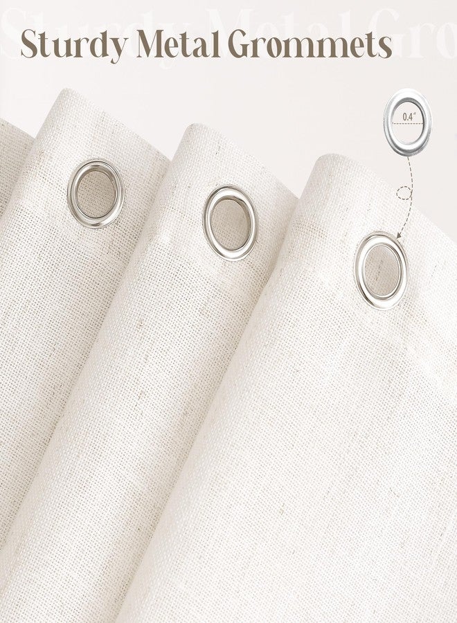 DUKIYO Extra Long Linen 84 Inch Shower Curtain Neutral Modern Bath Drapes Set 84 Inch Long with Hooks XLong Tall Farmhouse Boho Shower Curtains for Bathroom, Cream Ivory Birch, 72x84 Drapes - Image 5