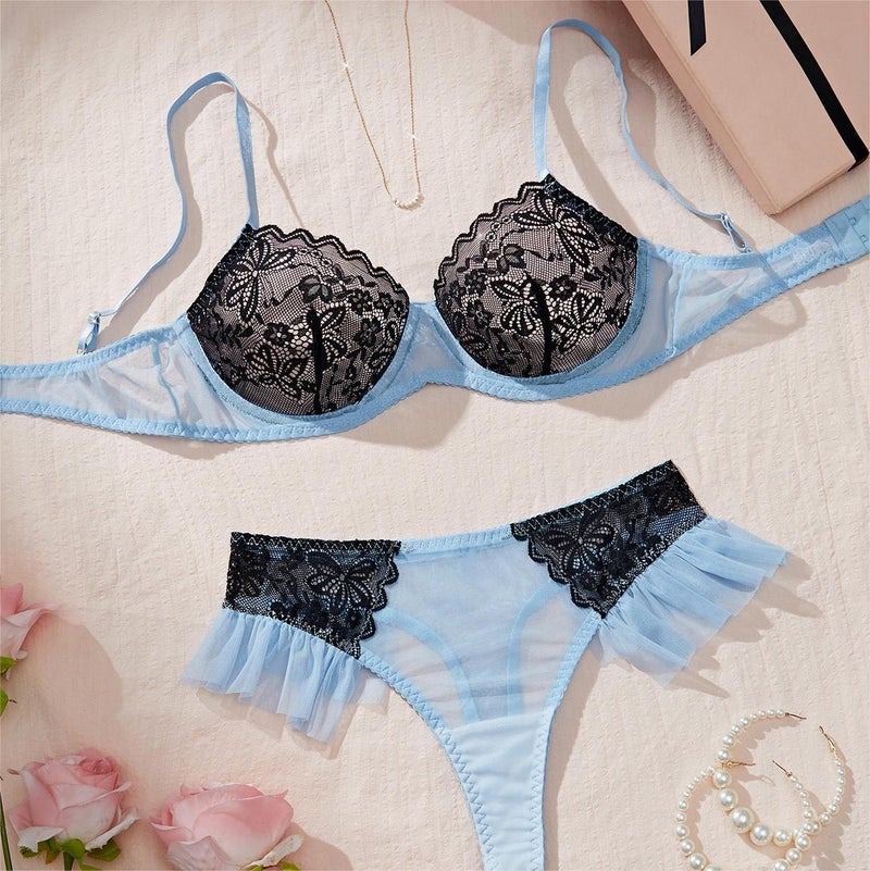 Comfortable Lace Sexy Bra Set - French Style Fresh Underwear - Image 3