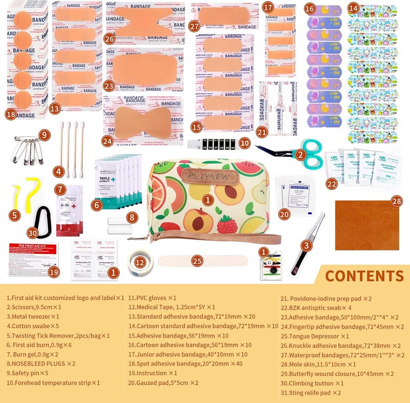 POLYNEW Portable First Aid Kit 151 Pcs  TravelSized Emergency Care for Kids  Adults Home Car Camping  Diaper Bag - Image 3