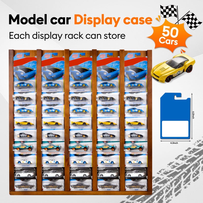 GALUMO Storage Case Compatible with Hot Packaged Wheels Cars, Solid Wood Wall Mount Display Case for Diecast Cars, Toy Cars Organizer Holds Up to 50 (Upgrade One-Pack) - Image 3