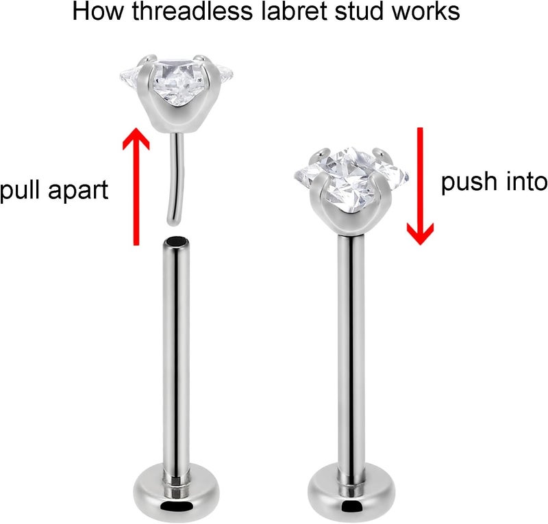 NewkeepsR 20g/18g/16g G23 Titanium Press Fit Threadless Push Pop in Labret Lip Monroe Tragus Earring Stud Piercing - Image 2