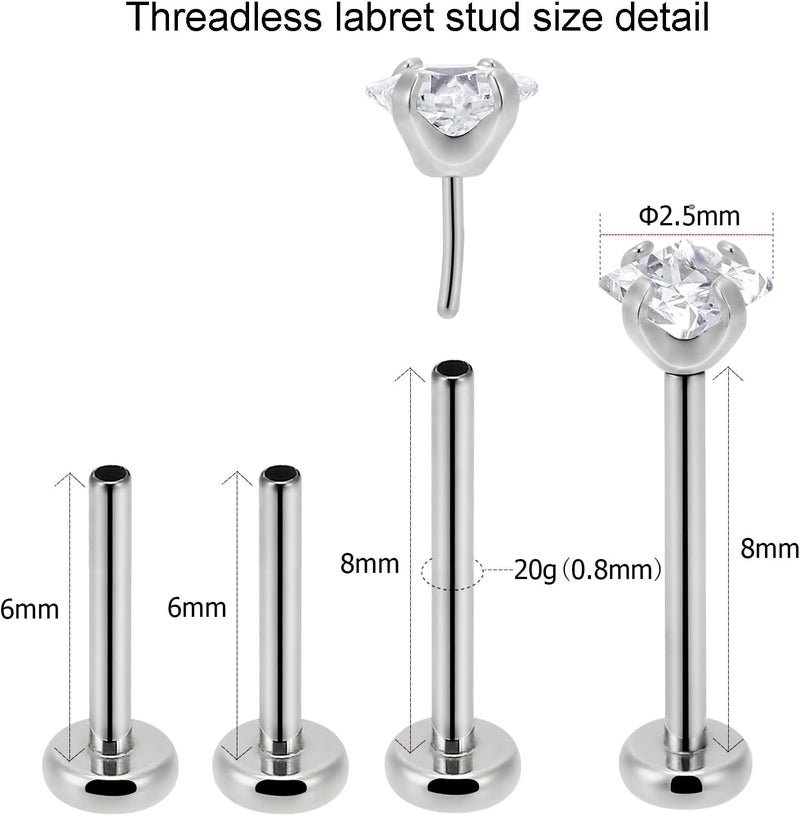 NewkeepsR 20g/18g/16g G23 Titanium Press Fit Threadless Push Pop in Labret Lip Monroe Tragus Earring Stud Piercing - Image 3